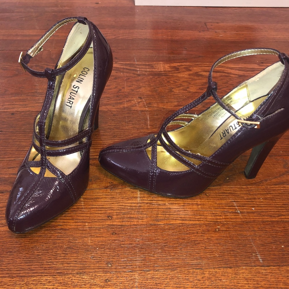 Colin Stuart Deep Purple Ankle Strap Heels Sz 8